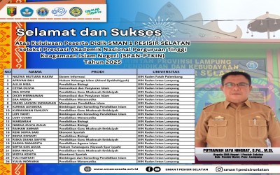 Ucapan Selamat dan Sukses bagi Siswa yang lolos SPAN-PTKIN 2025